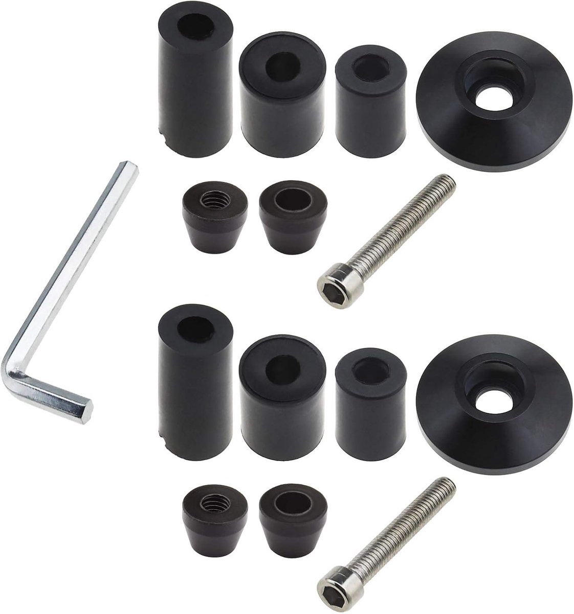SnelShoppen - Universele 22mm Motorfiets Stuurplug Covers Set met Bouten, Rubber Expansie Tubes, Inbussleutel, Zwart voor 7/8 Inch Stuur