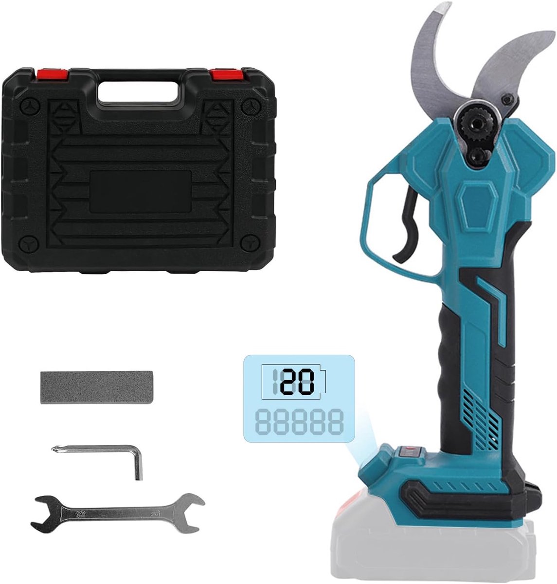 SnelShoppen - Elektrische Snoeischaar met Accu Compatibel met 18V Lithium-Ion, Professionele Bovenste Snoeischaar met LCD Display, Max Opening 65mm, I