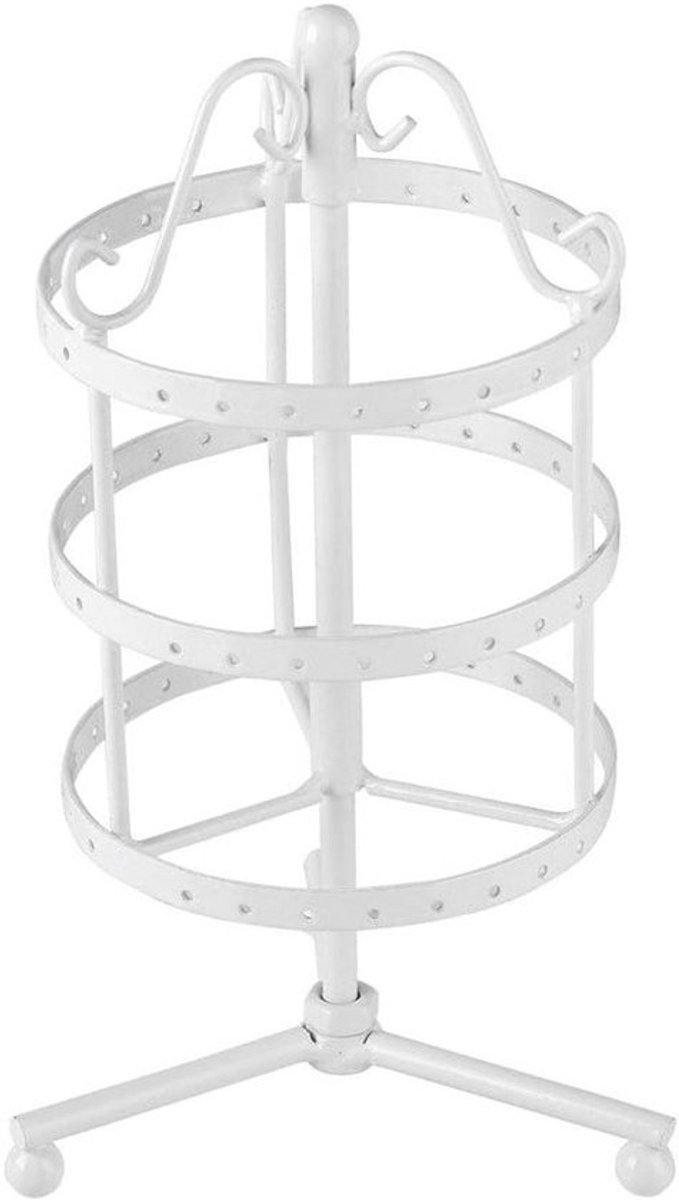 Draaibare oorbellen display standaard met 3 lagen en 72 gaten voor sieraden opbergen (wit)