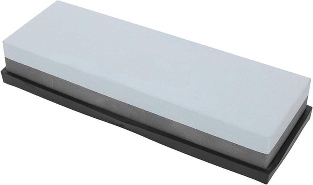 Dubbelzijdige slijpsteen voor keuken- en huishoudmessen, korrel 240/400, met antislip basis
