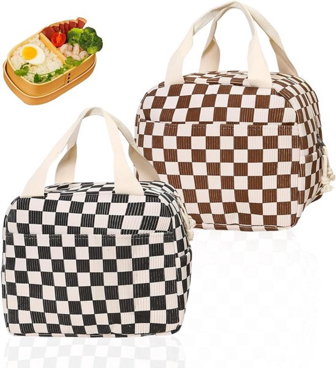 Lunchbox tas lunch koeltas aluminiumfolie geïsoleerde lunchtas buitenzak school kantoor picknick - 2 stuks.