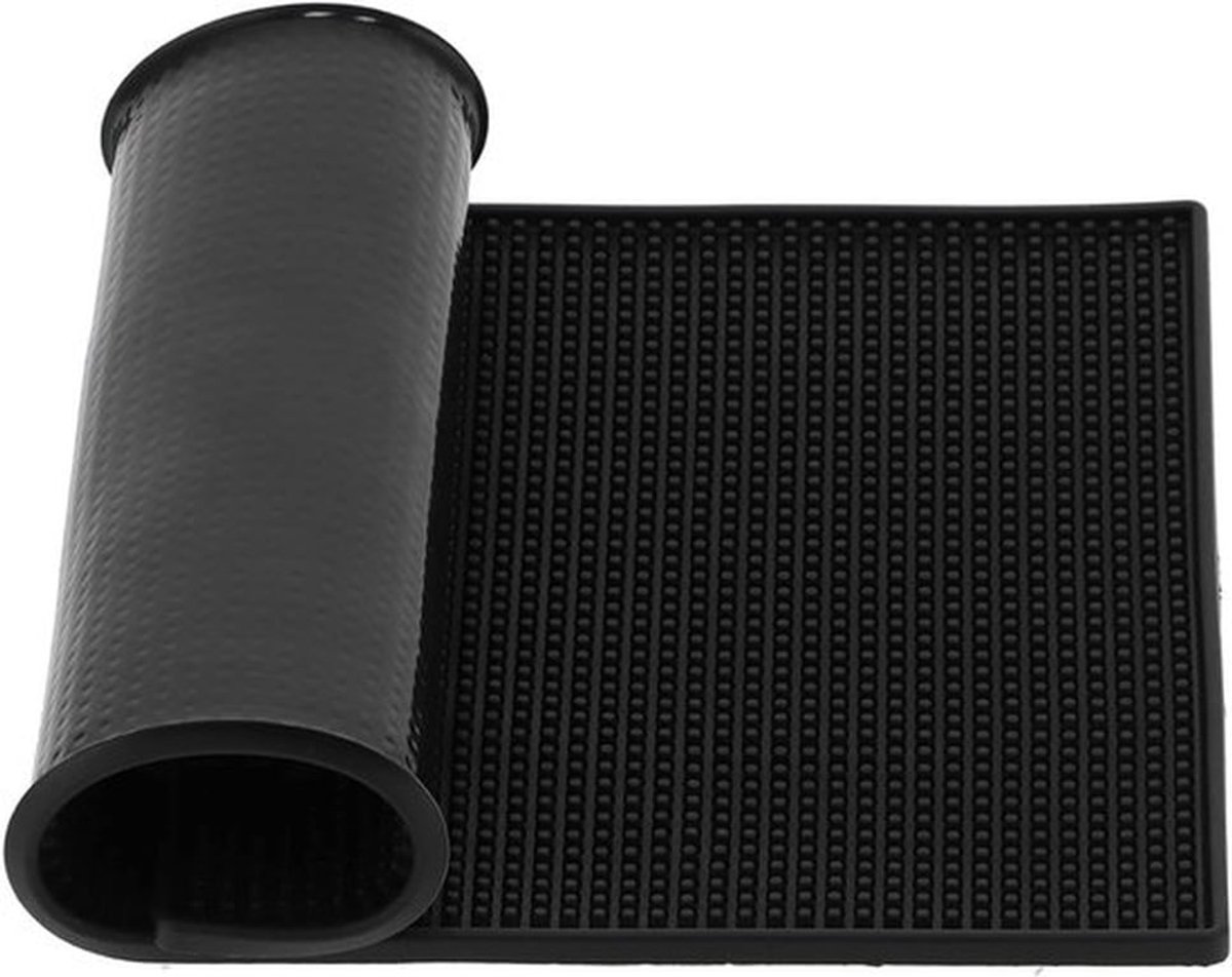 Antislip Kappersservicemat Zwarte Koffiebarmatten Morsmat voor Aanrechtblad 30x15x1cm - Duurzaam Rubber - Gemakkelijk Schoon te maken