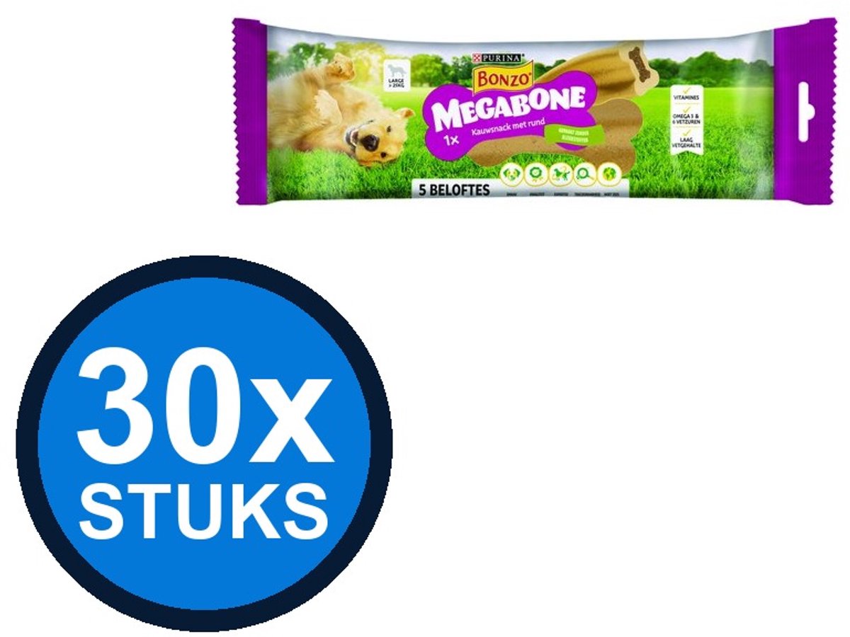 30x Bonzo - Megabone Large - Hondenvoer Snacks - 200 g
