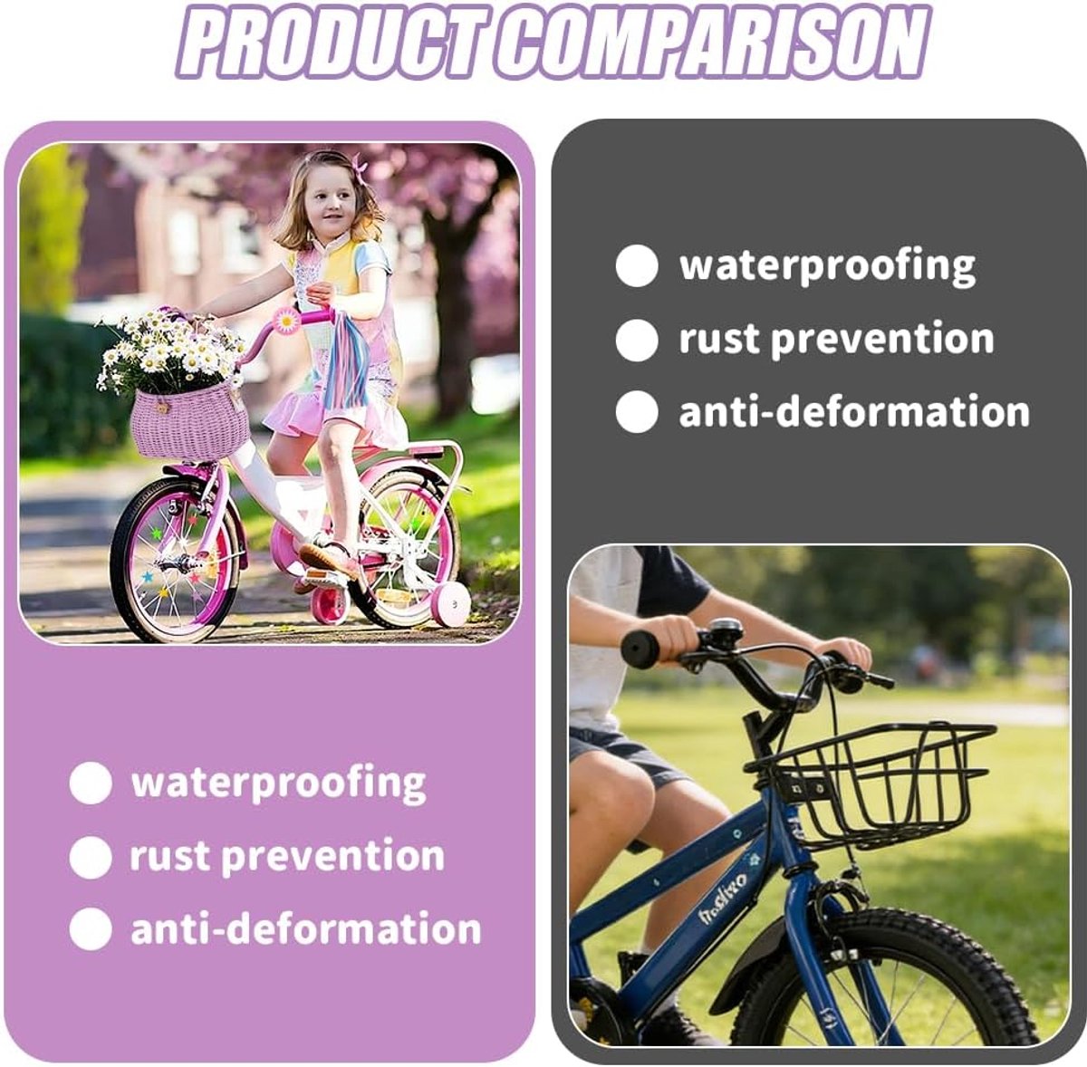SnelShoppen - Fietsmand voor Kinderen, Afneembare Fietsmand met Fietsbel, Handgevlochten Rotan, 21 cm, Geschikt voor Kinderfietsen van 12 tot 18 Inch,
