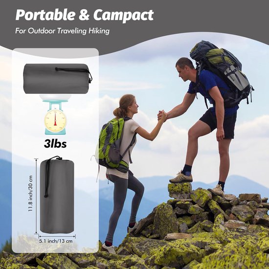 SnelShoppen - Double Insulated Camping Mat voor 2 Personen, Opblaasbare Luchtmatras 195 x 125 x 10 cm, Ultralichte Slaapmat met Pomp en Voetpomp, Idea van Snelshoppen — afbeelding 4