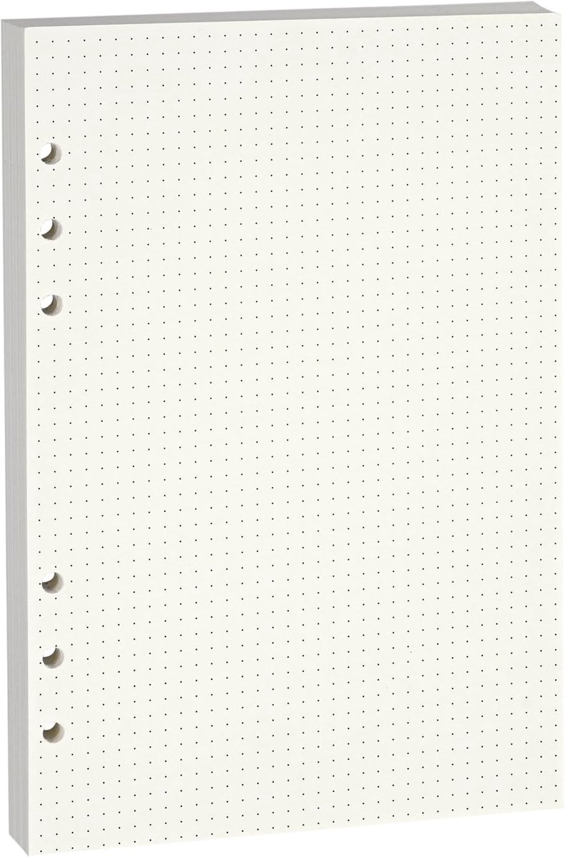 SnelShoppen - A5 Opvulpapier Dotted Lined 100gsm Beige - 80 Vellen - Voor Kantoor, School en Leraren - Voorgeperforeerd voor 6 Ringbinders