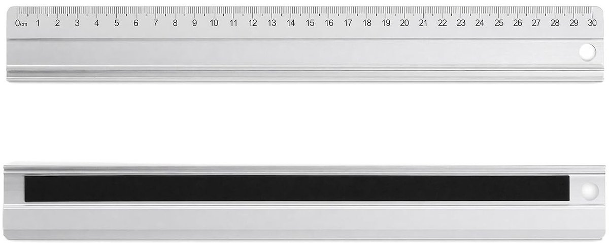 SnelShoppen - Aluminium liniaal 30 cm - Metalen liniaal met antislip onderkant voor nauwkeurig meten, tekenen en snijden - 5 mm dik - Ideaal voor scho