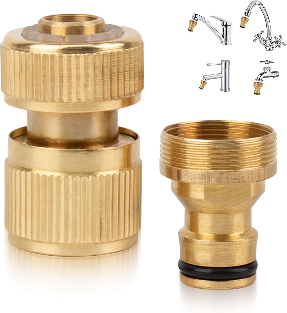 SnelShoppen - Tesmotor Faucet Adapter - Universele Slangconnector voor Keukenkraan & Tuinslang - Messing Adapter met Snelle Aansluiting voor Mannelijk