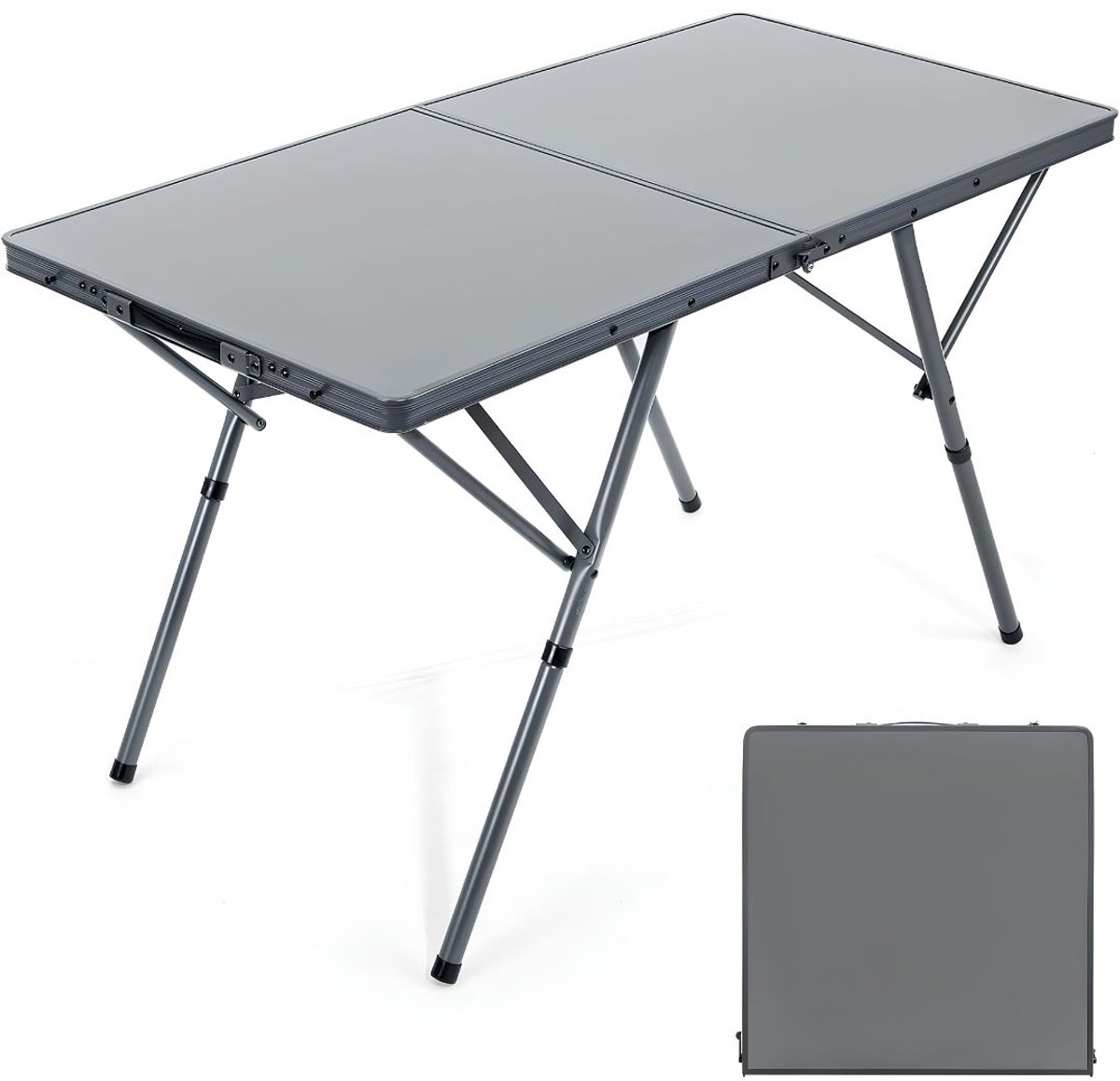 JCP® Campingtafel - Opvouwbare Campingtafel - Eettafel voor De Barbecue In De Tuin - Grijs - 120cm x 60cm x 70cm
