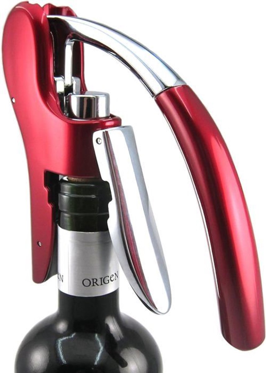 Professionele flesopener - Zinklegering - Metallic rood - Modern design - Ergonomisch