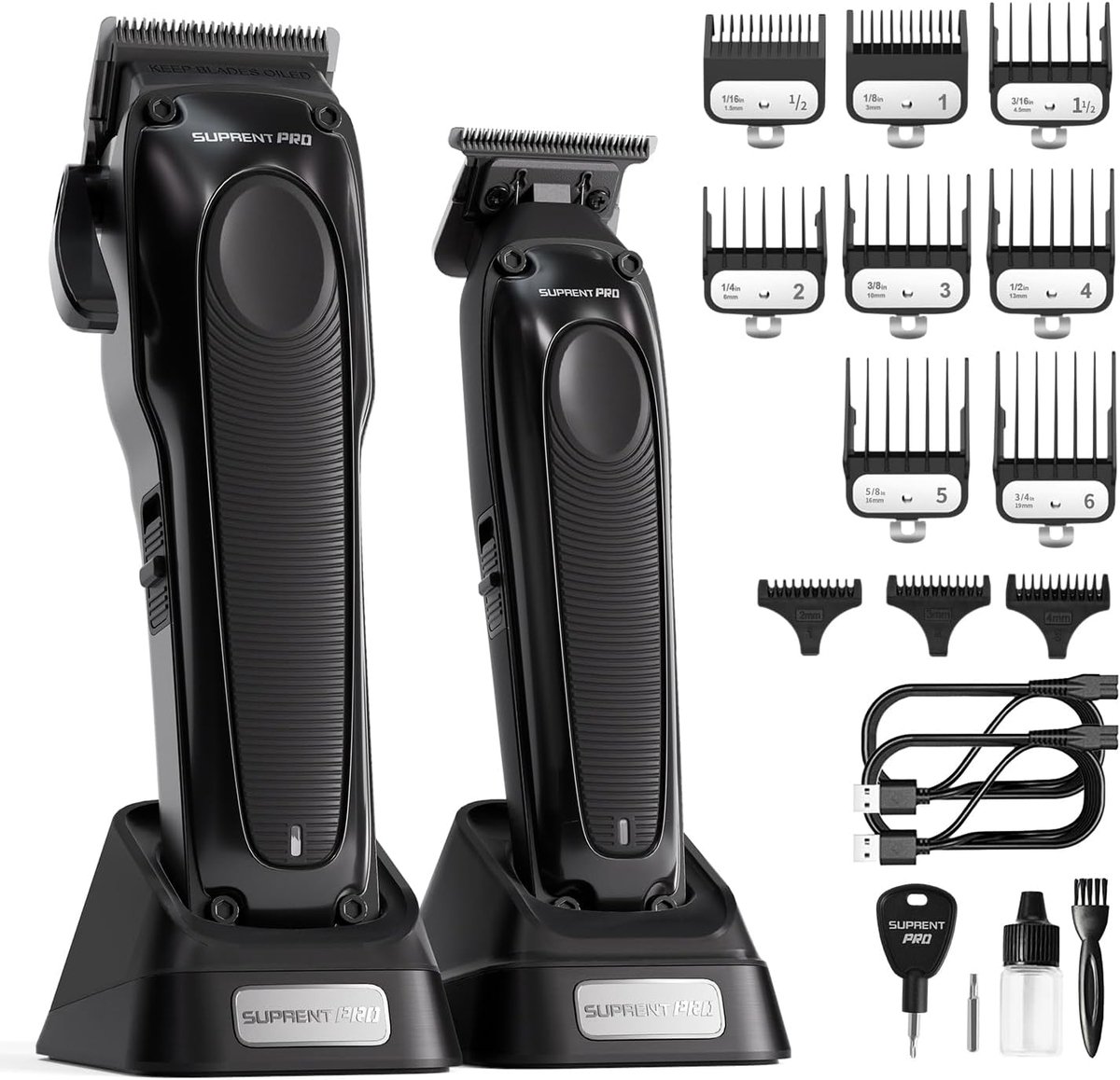 SnelShoppen - Professionele Haarclipper voor Mannen - DLC Gecoate Snijder met Kracht Compensator Motor - Premium Set voor Kappers met Oplaadstation