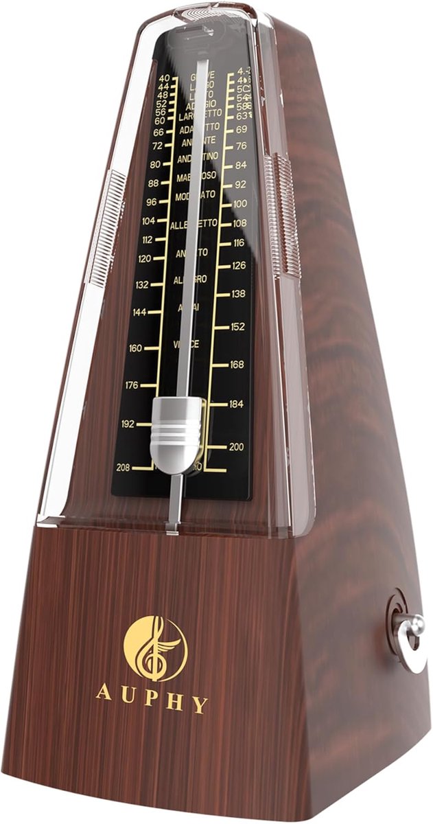 Thijox - M350 AUPHY Mechanische Metronoom met Accentbel, Nauwkeurige Beat 40-208 BPM, Sterk Geluid 45-60 dB, Klassieke Houtnerf, Geschikt voor Piano,