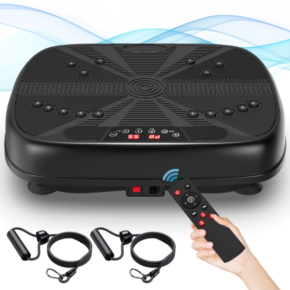 Vibratieplatform - thuisfitness toestel voor volledige lichaamstraining met weerstandsbanden - instelbare snelheid trilplaat compact trainingsplatform voor dagelijkse workout thuis