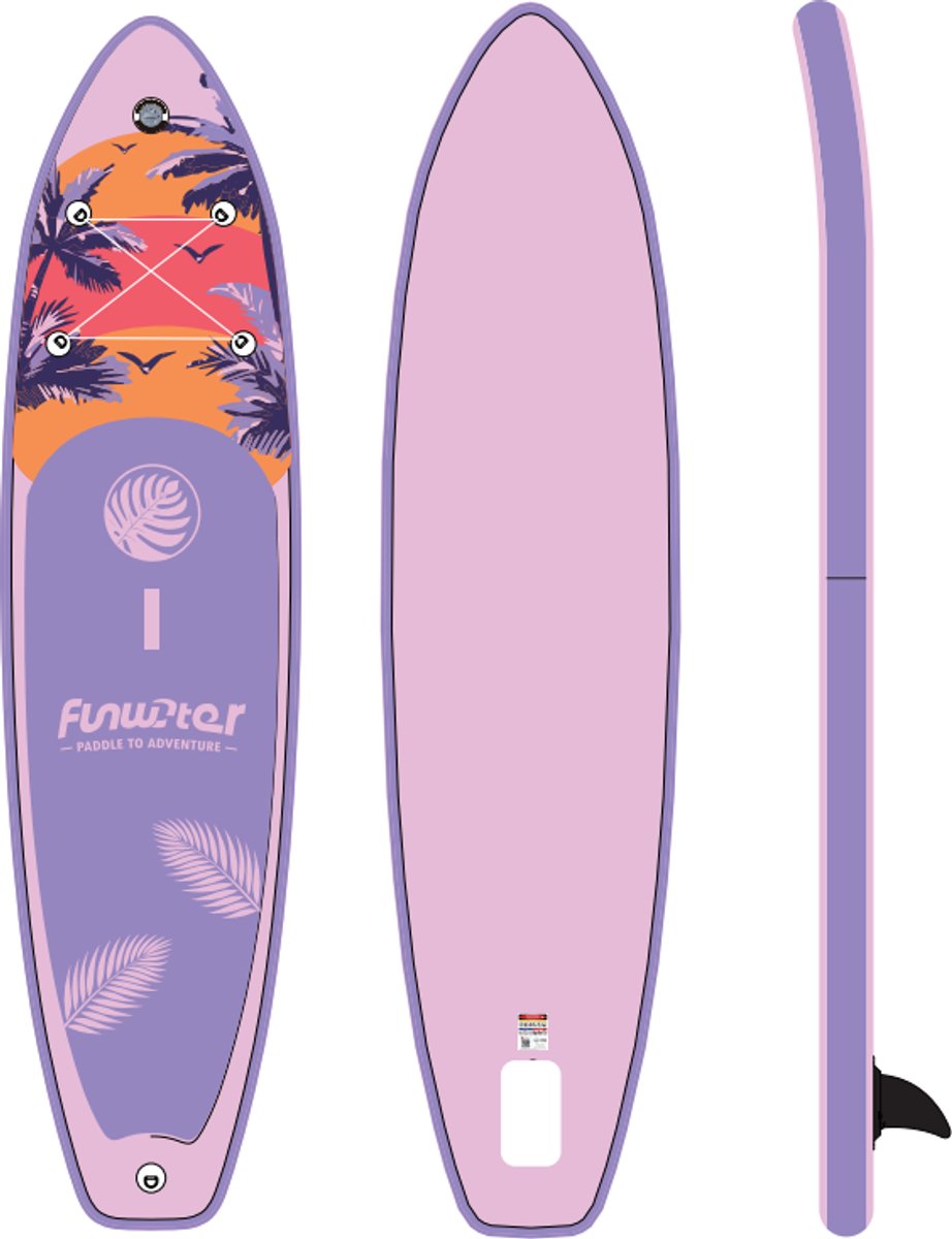 FunWater Stand Up Paddle Board 335x82x15 cm - Opblaasbaar paddleboard voor volwassenen en beginners - Compleet SUP pakket - Max.120 KG - Taro lila