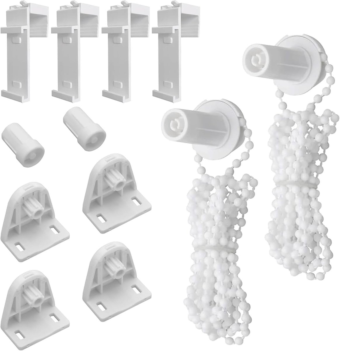 SnelShoppen - Set van 2 Klemmfix Roller Blind Montagebeugels 17 mm - Inclusief Couplings, Houders en Ball Chain - Zonder Boren - Perfect voor Dubbele