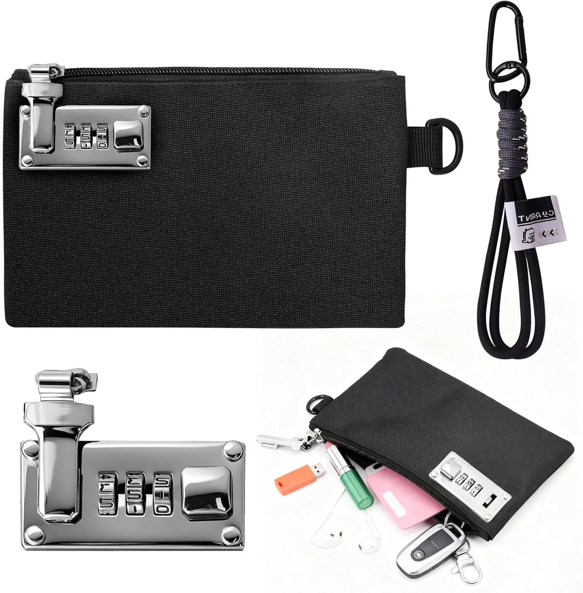 Geurvrije tas met combinatie slot, waterdichte portemonnee voor waardevolle spullen, veilig en compact voor geld, paspoort en sieraden