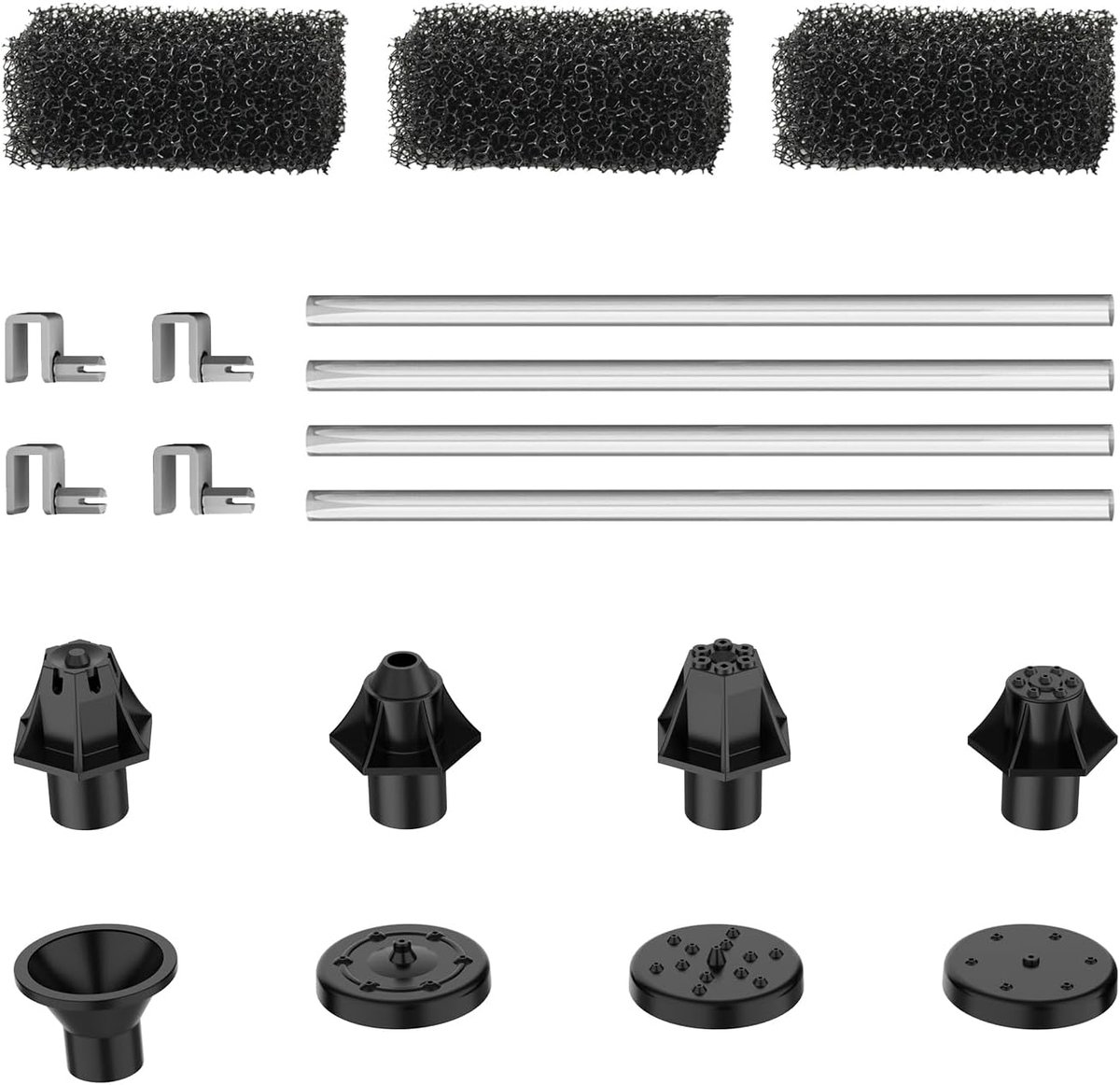 SnelShoppen - Solar Fountain Attachment met 8 DIY Effecten, Sprayer, 4 Fixers en 3 Filter Sponges voor Diverse Solar Floating Pond Pumps, Perfect voor