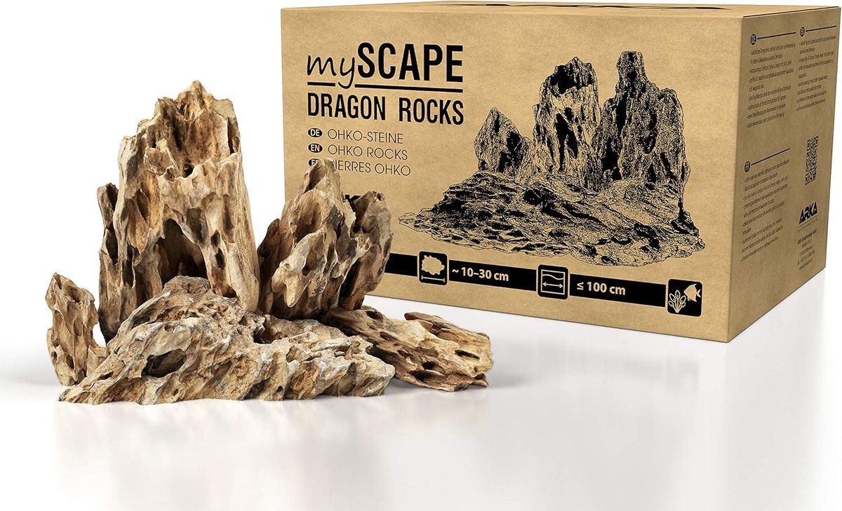 SnelShoppen - ARKA Aquatics myScape-Rocks Dragon - Natuurlijke Steen voor Aquascapes - 10 kg - Geschikt voor Aquariums tot 100 cm - Bruin Kleur