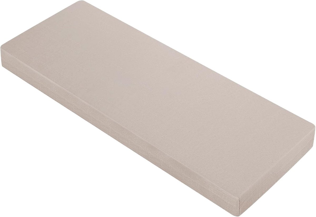 SnelShoppen - Linen Bench Cushion 120x40x5cm - Ademend en Comfortabel Kussen voor Binnen - Hoge Dichtheid, Antislip Bodem, Camel - Ideaal voor Bankjes