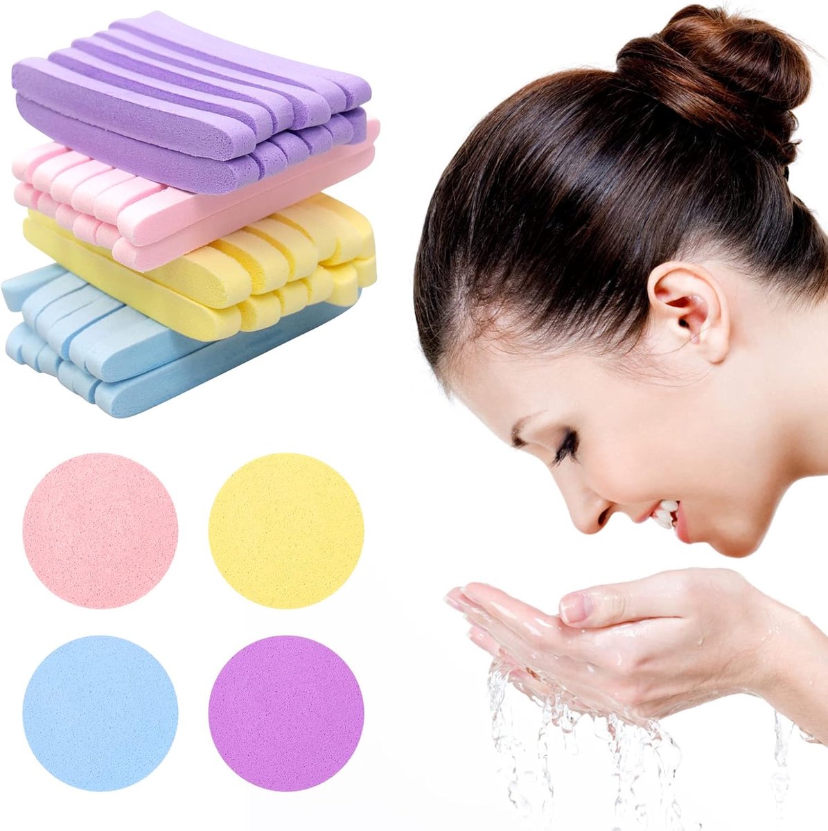SnelShoppen - Compressed Facial Sponges Makeup Sponge 48 Stuks Zachte Gezichtspons voor Reiniging, Peeling, Makeup Verwijderaar, Gezichtsverzorging, P