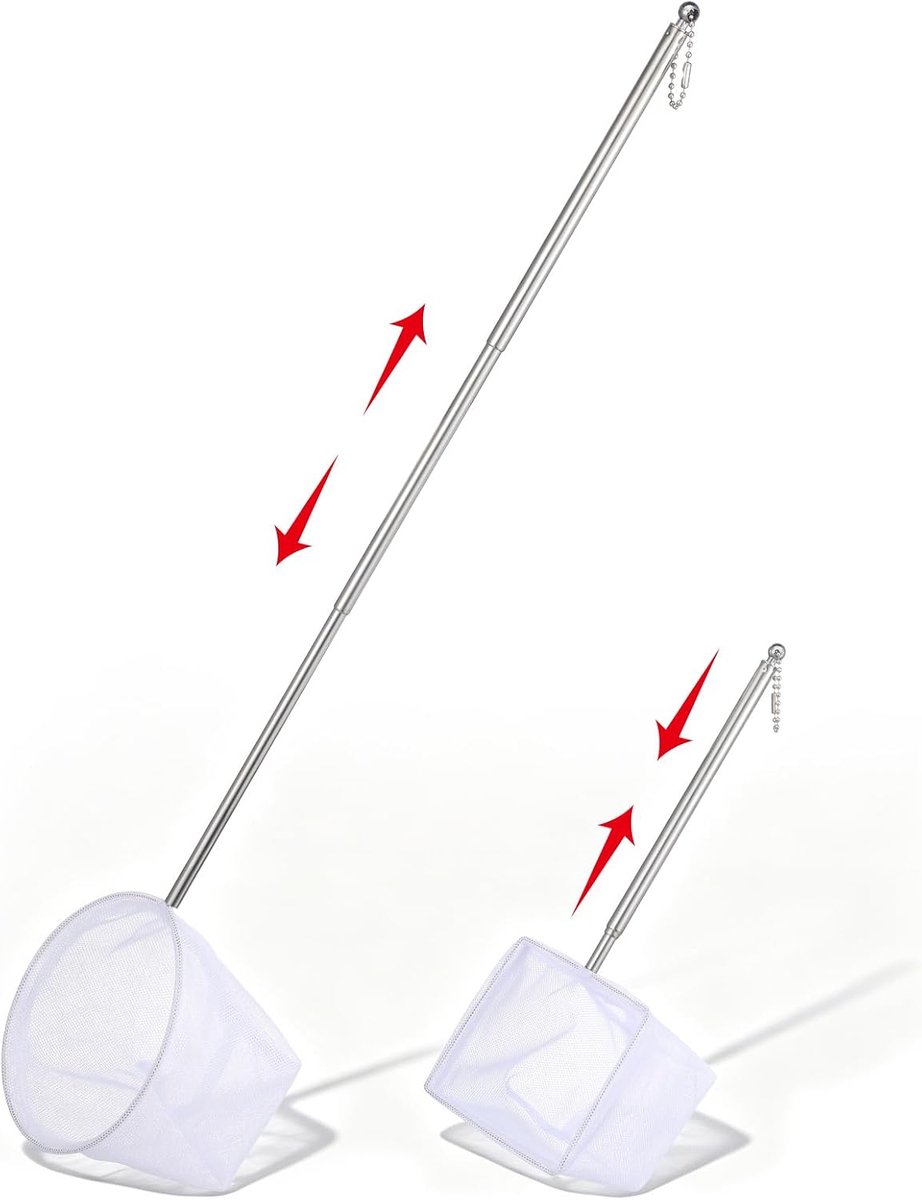 SnelShoppen - 2 Stuks Mini Aquariumschepnet met Uittrekbare Roestvrijstalen Handgreep - Klein Visnet voor Garnalen en Aquariumaccessoires - Fijn Nylon