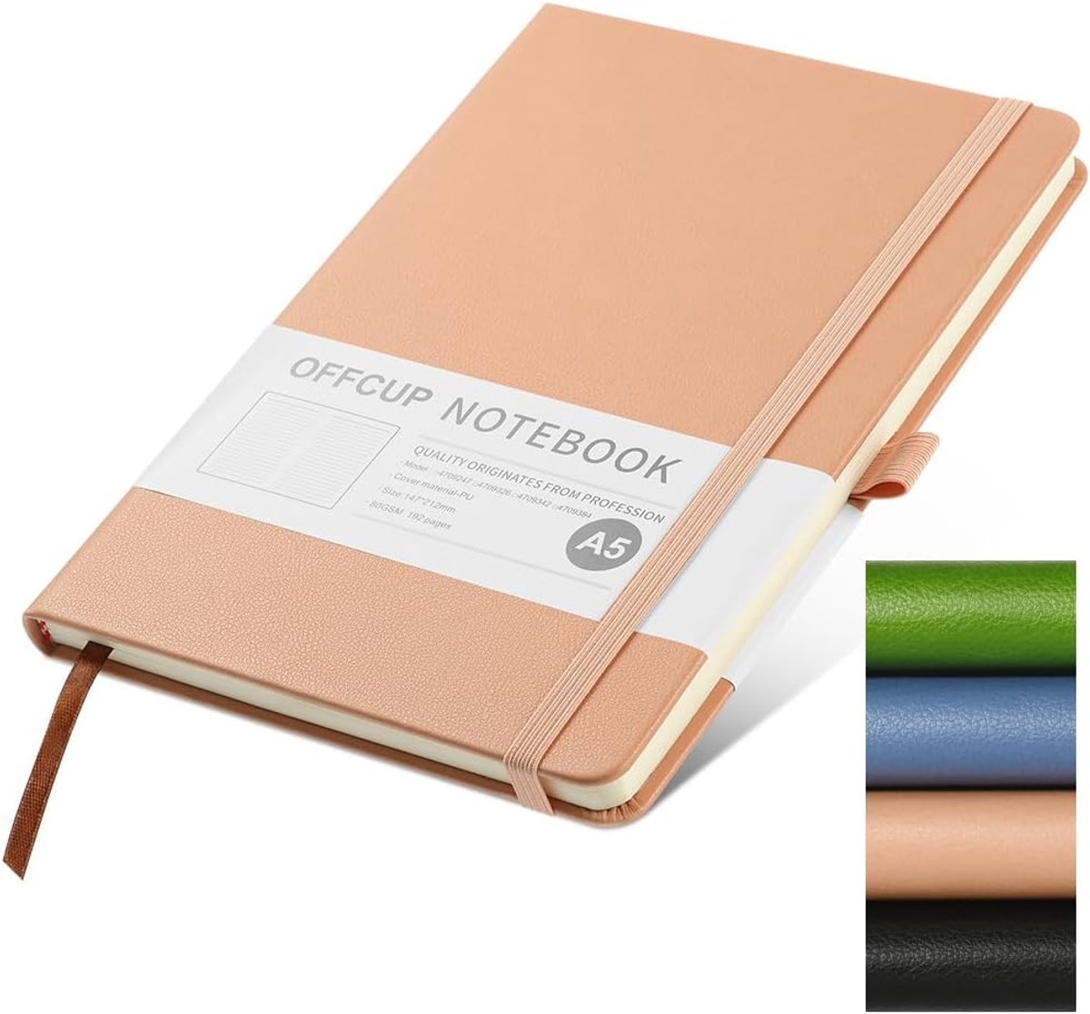 SnelShoppen - A5 Lijn Notitieboek - 192 Pagina's - PU Hardcover - Elastische Band - Premium 80gsm Dikker Papier - Journal voor Kantoor, School, Werk,