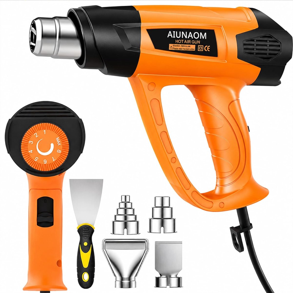 SnelShoppen - Hot Air Gun 2000W met 9 Temperatuurinstellingen (50°C-650°C), 6 Accessoires, Oververhittingsbeveiliging, Keramisch Verwarmingselement, V