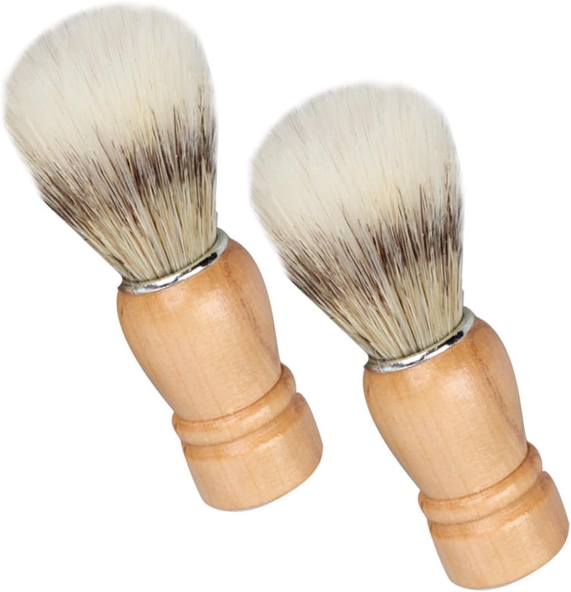 SnelShoppen - Scheerkwast Set van 2 - Traditionele Natte Scheerborstels voor Mannen - Luxe Houten Handvat en Zachte Rosshaar - Ideaal voor Scheerbeurt