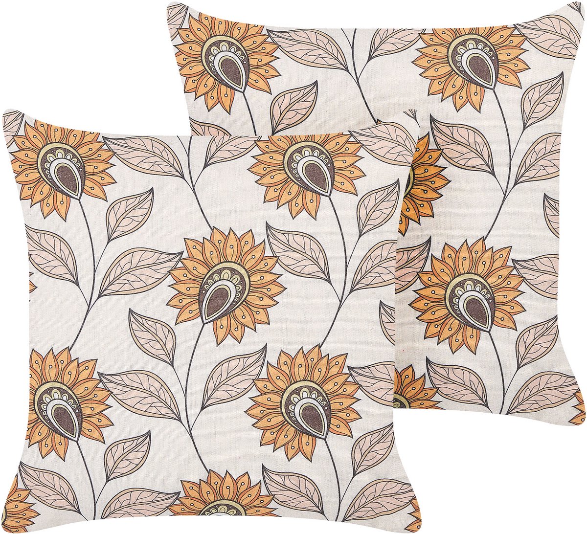 Beliani TUBEROSE - Sierkussen set van 2 - Meerkleurig - 45 x 45 cm - Polyester