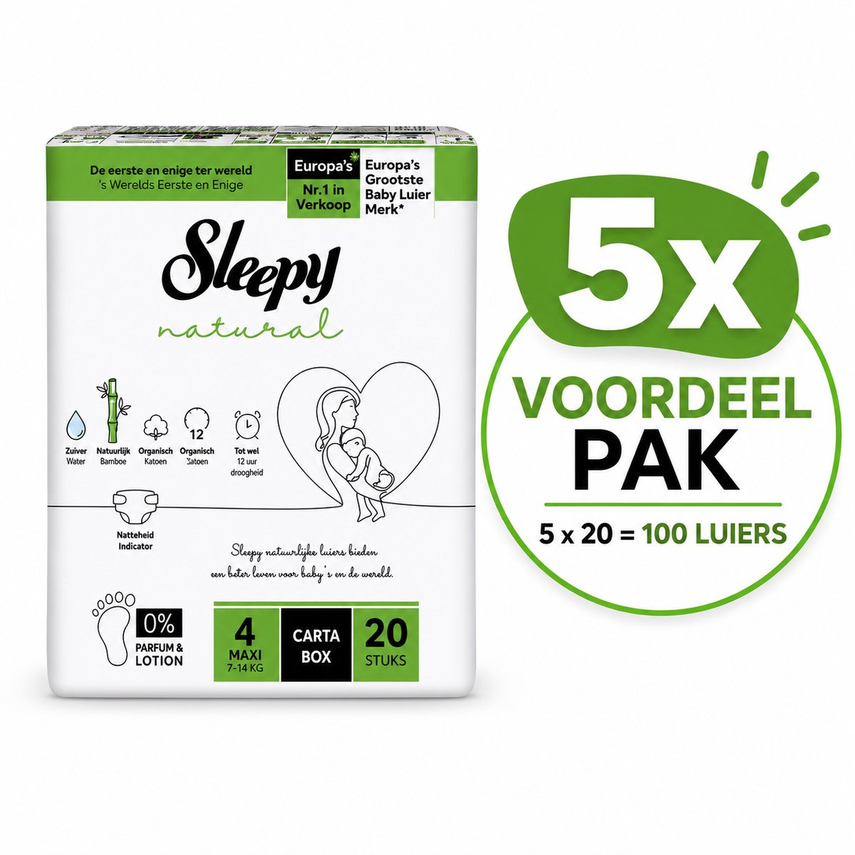 Sleepy Natural Ultra Sensitive luiers maat 4 | 20 stuks