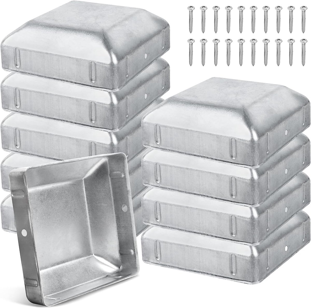 SnelShoppen - Pole Caps 90 x 90 mm - 10 Stuks - Duurzame Galvanized Staal Afdekkap voor Houten Palen, Tuin, Hekken, Boot Bescherming