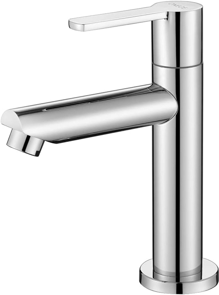 SnelShoppen - Moderne Koudwaterkraan - Badkamerkraan voor Koud Water - Messing Koudwaterkraan met Verwijderbare Luchtspaarfunctie - Ceramische Ventiel