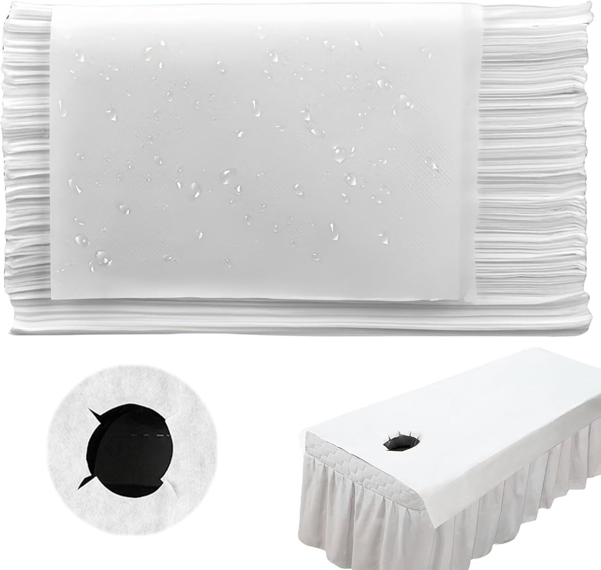 SnelShoppen - 50 Stuks Wegwerplakens voor Massagetafels - Vliesstof Afdekking voor Massagebedden - Ademend & Comfortabel - 80 x 180 cm - Wit voor Spa