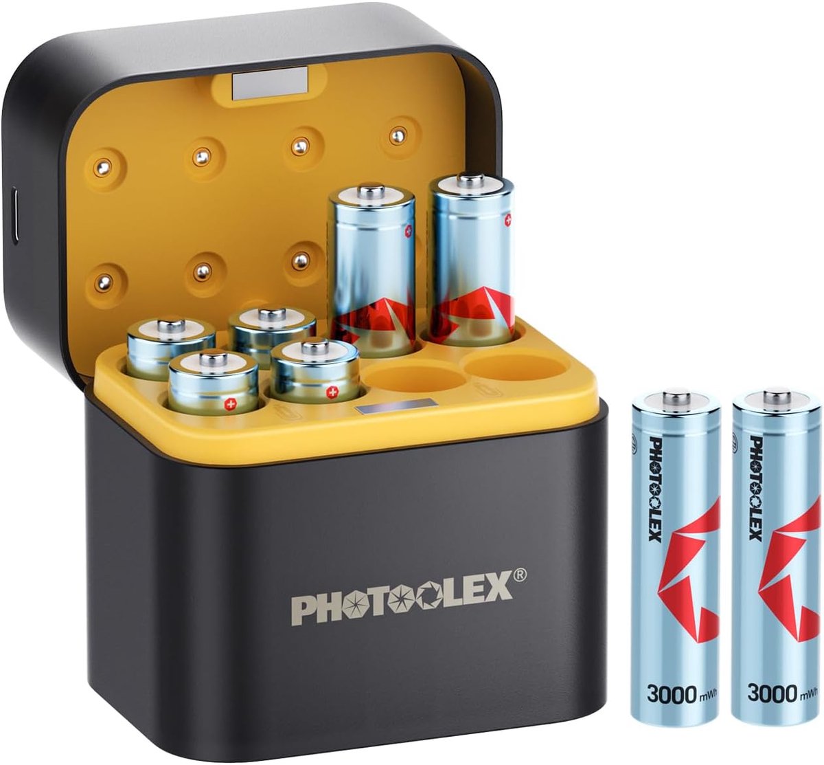 SnelShoppen - Oplaadbare Lithium Batterijen AA 8-pack met Oplader, 3000 mWh Hoge Capaciteit 1,5 V, Duurzame Lithium-ion Accu met Geïntegreerde Laad- e