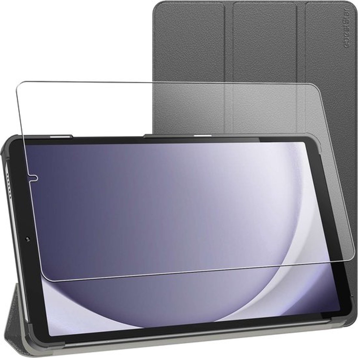ebestStar - Hoes geschikt voor Samsung Galaxy Tab A9 8.7 (2023) SM-X110, Slanke Design PU Lederen Etui, Automatische Slaap/Wake, SmartCase hoesje, Zwart + Gehard Glas