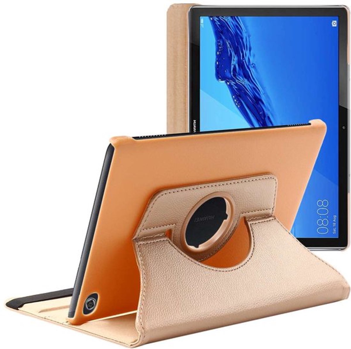 ebestStar - Hoes geschikt voor Huawei MediaPad M5 Lite 10.1, Roterende Etui, Case, 360° Draaibaar hoesje, Goud