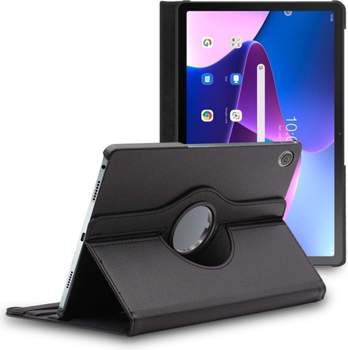 ebestStar - Hoes geschikt voor Lenovo Tab M10 Plus 10.6 (Gen 3), Roterende Etui, Case, 360° Draaibaar hoesje, Zwart