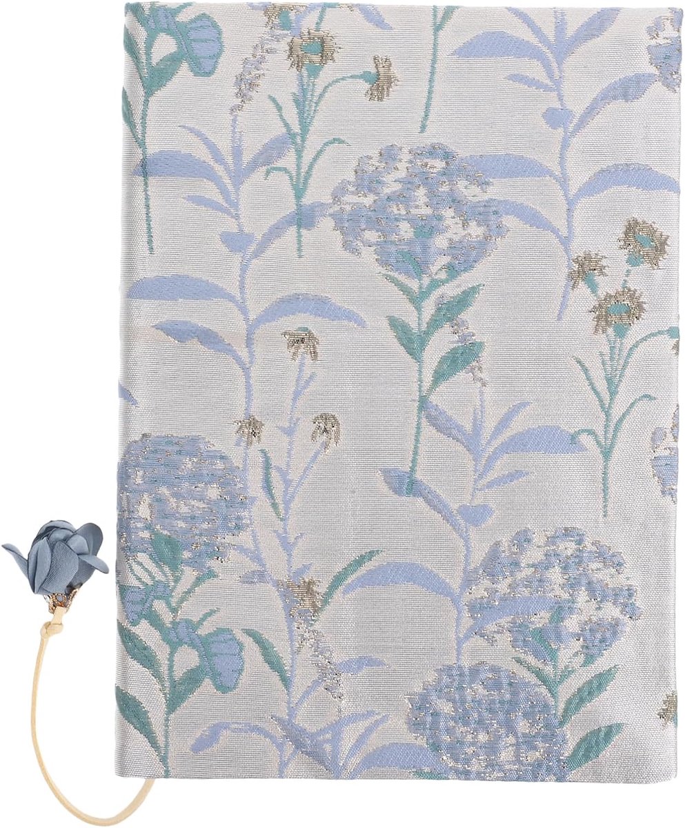 SnelShoppen - Handgemaakte Boekomslag A5 Bloemen Motief, Beschermende Stof Boekcover, Wasbare Jacquard Boekomslag voor School en Creatieve Decoratie,
