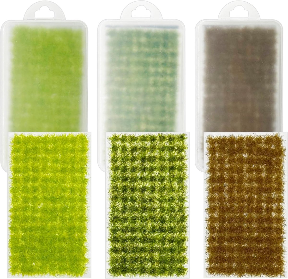 SnelShoppen - 312PCS Statics Gras Tuft Set voor Modelspoor, Kunstgras Miniatuur Kit, DIY Diorama Landschap, 3 Kleuren, Nylon, 5mm Hoogte
