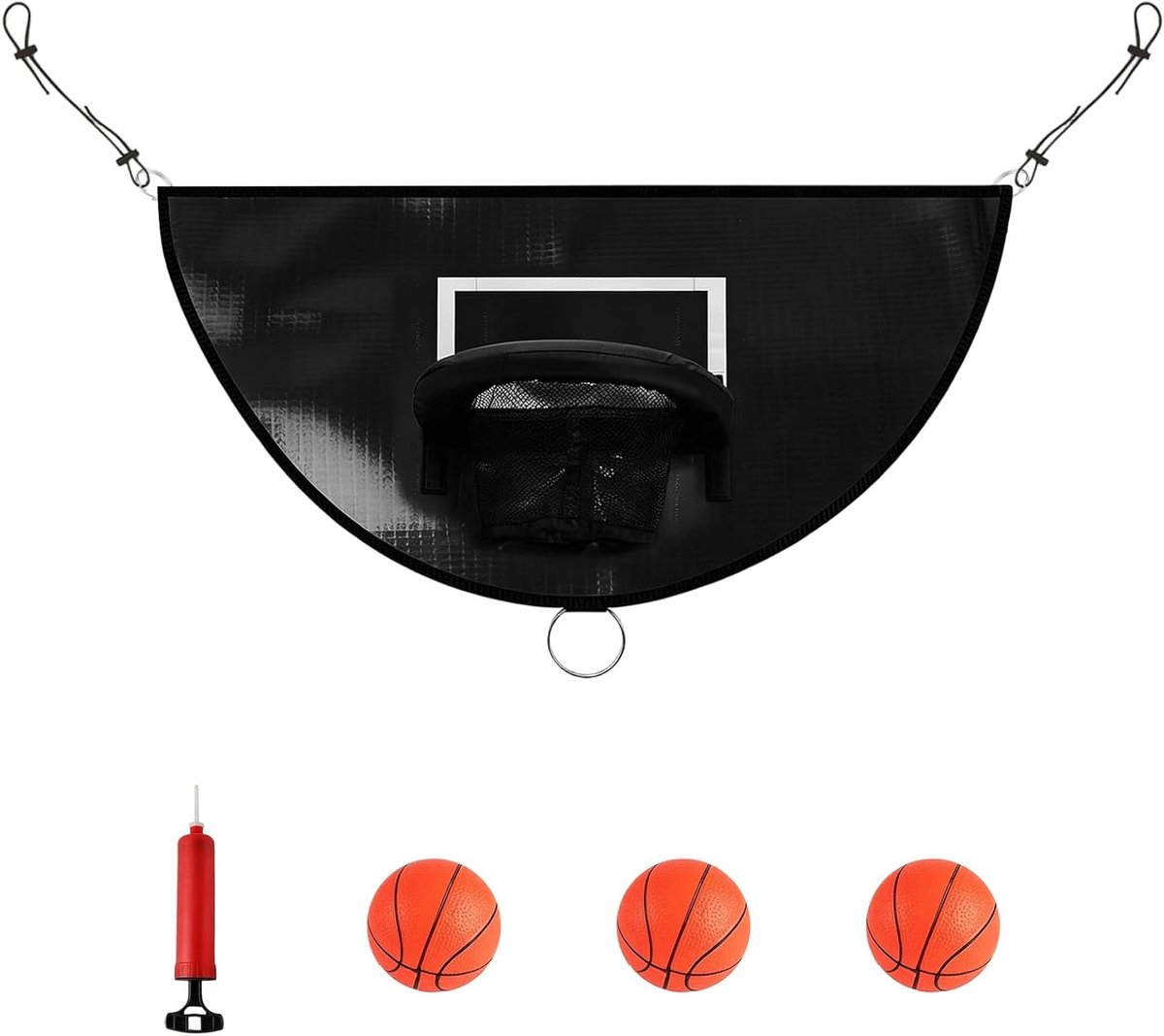 Universele mini-basketbalmand voor trampoline, inclusief 3 mini-basketballen en scheurrand, perfect voor kinderen en volwassenen om actief te spelen