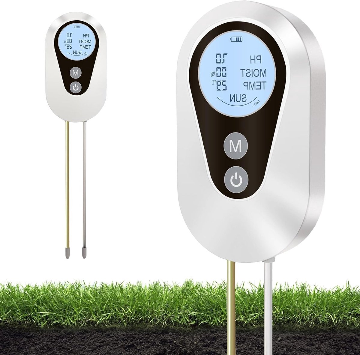 Digitale 4-in-1 pH-meetinstrument voor planten met vocht-, temperatuur- en lichtmeting voor tuin en broeikas