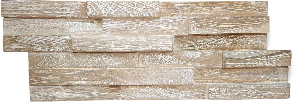 3D houten wandpanelen van gerecycled teakhout – Handgemaakte wandbekleding – 1 m² – New Wave