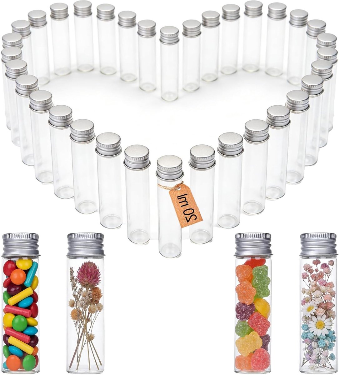 Set van 40 testbuizen van 20 ml met kurk - Ideaal voor bloemen, DIY-projecten en laboratoriumgebruik