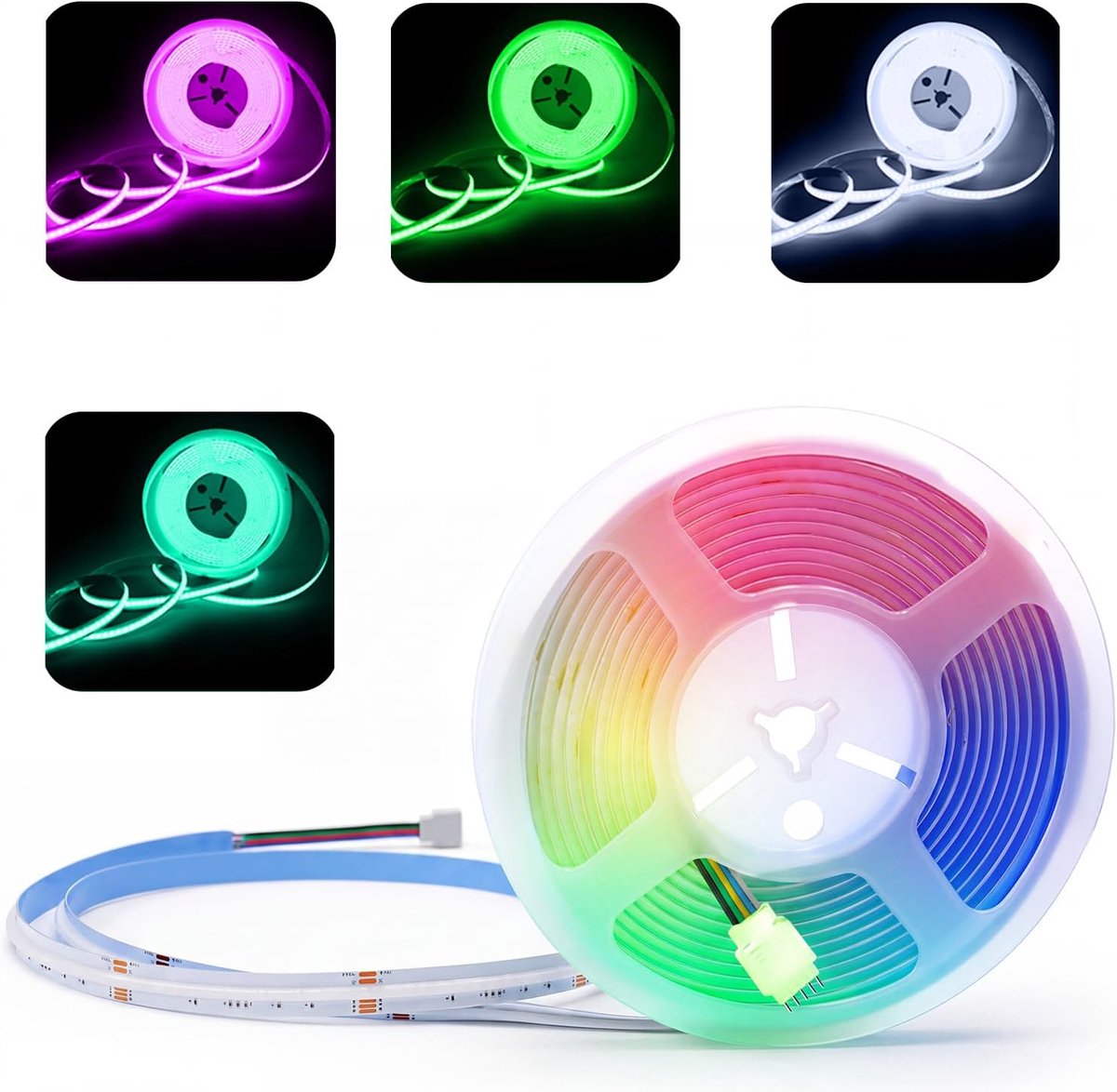 SnelShoppen - 5m 24V COB LED Strip RGBW Dimmable 784 LEDs/m Flexibel Multi-kleur voor Keuken, Slaapkamer, Commerciële Verlichting, 6000K Koel Wit