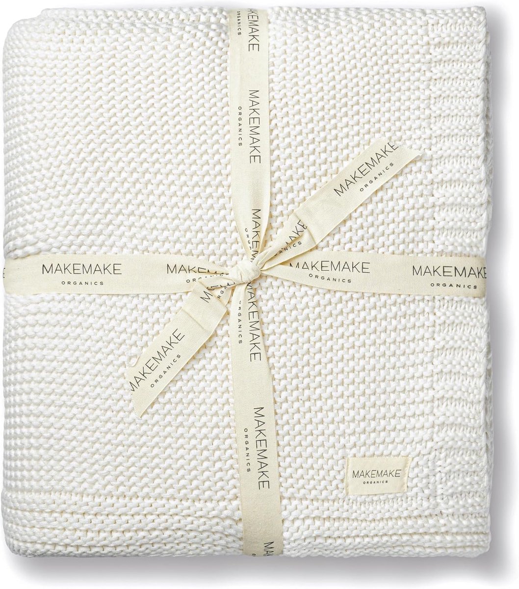 SnelShoppen - Grote Organic Cotton Knitted Blanket 50x60 - GOTS Gecertificeerd - Zachte Katoenen Plaid - Neutrale Herfstkleuren - Ideaal voor Sofa en