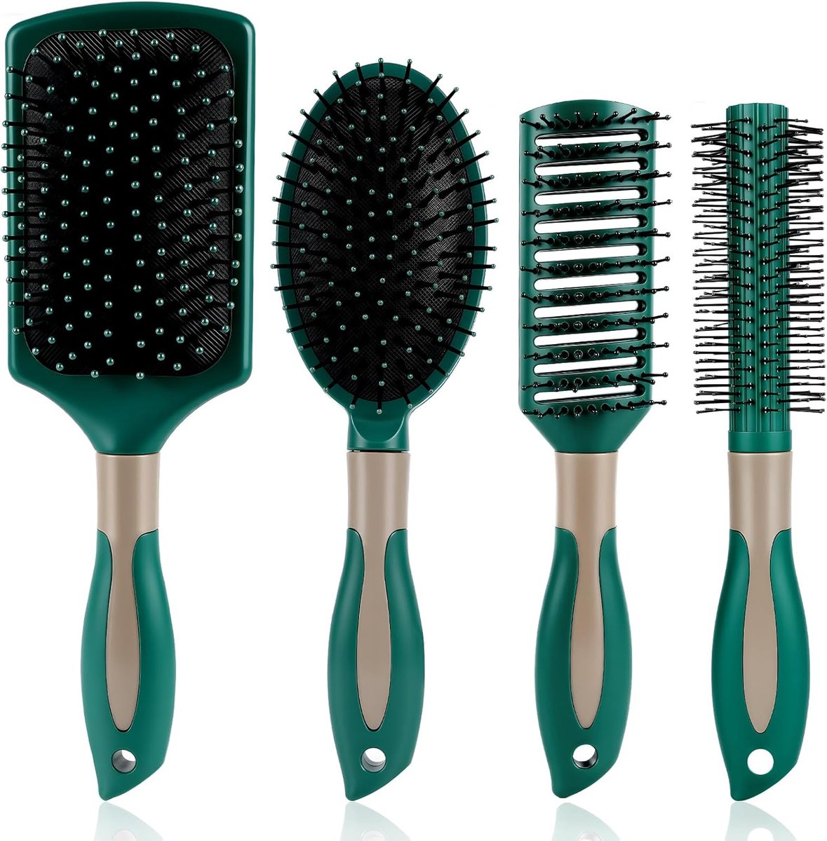 SnelShoppen - Set van 4 Antistatische Detangler Haarborstels met Luchtkussen Styling, Voor Alle Haartypes, Geschikt voor Vrouwen, Mannen en Kinderen