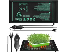 Verwarmingsmat voor Planten met Thermostaat, Mini Binnenkweekkas, 50 Watt, Ideaal voor Zaailingen, Huisdieren en Reptielen, 25 x 52.5 cm