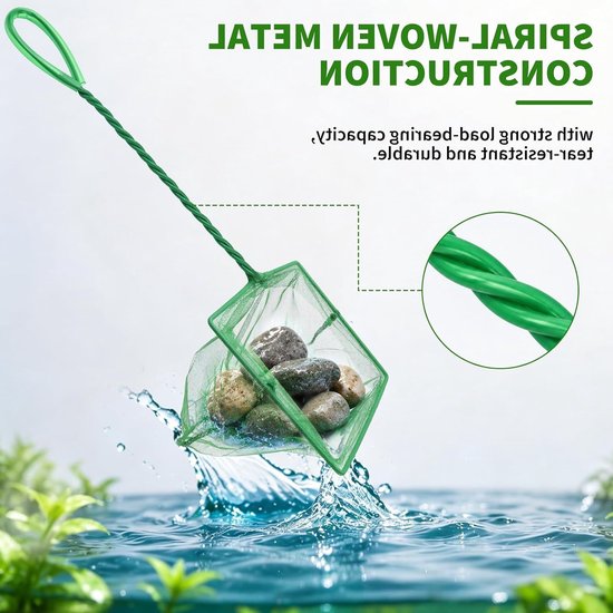 Aquarium Schepnet - Visnet Garnalennet - Aquarium Onderhoud - Fijnmazig Zacht Net - 3 Stuks 27cm - Groen — afbeelding 3