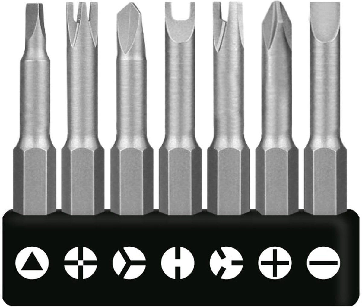 SnelShoppen - 7-delige Speciale Schroevendraaierset, Triangular Screwdriver, Speciale Bits, 50mm, Chrome Vanadium Staal, Duurzaam en Stevig voor Huis,