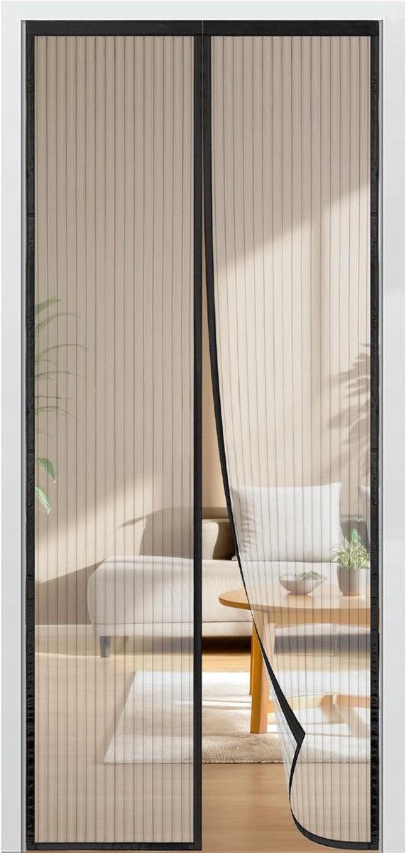 SnelShoppen - Magnetisch Vliegenscherm Balkon deur 85 x 230 cm - Insectenbescherming zonder boren - Sterke magneten - Zwart voor Woonkamer, Kelder, Pa